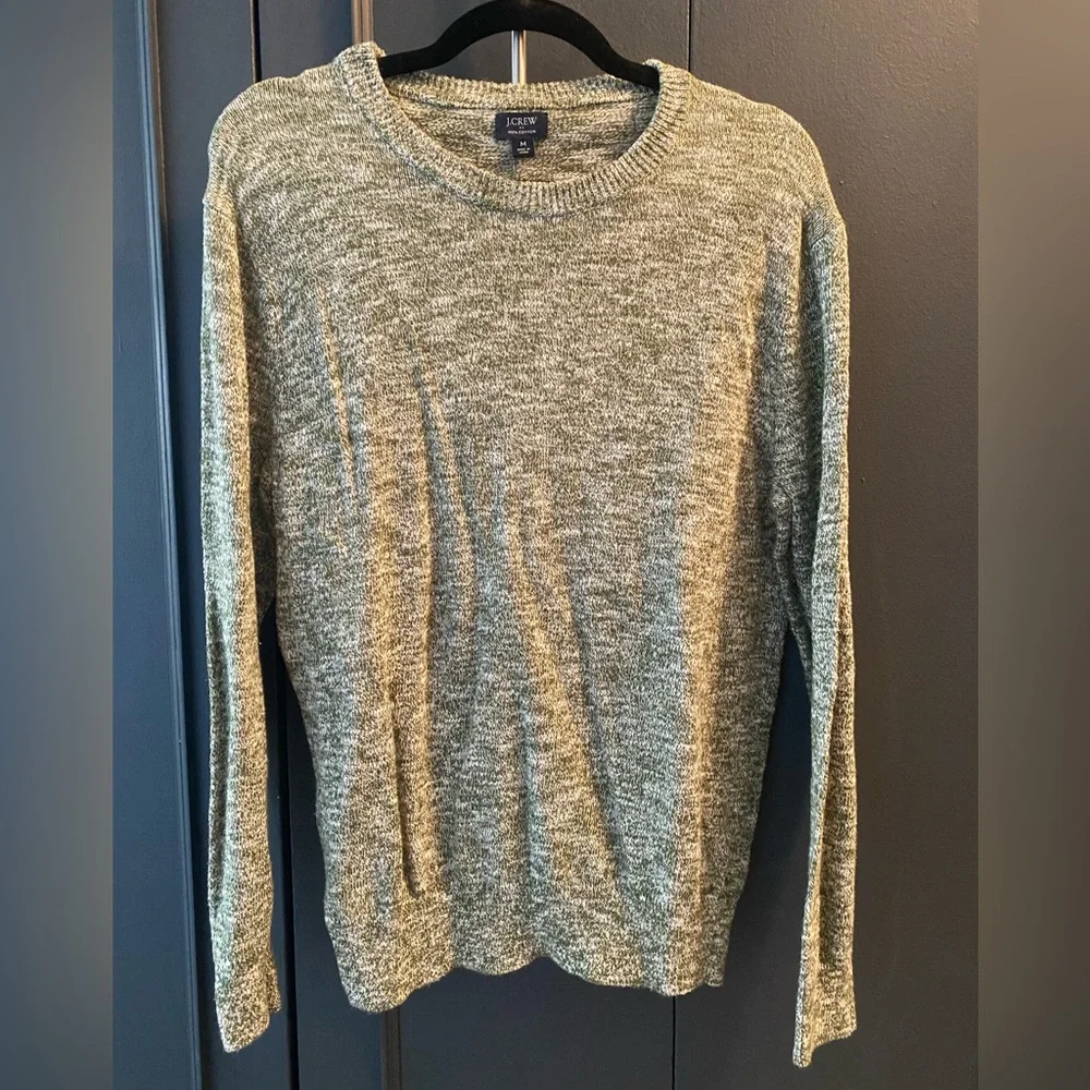 J. Crew - 100% Cotton Piqué-Stitch Crewneck Sweater in Green - Size M